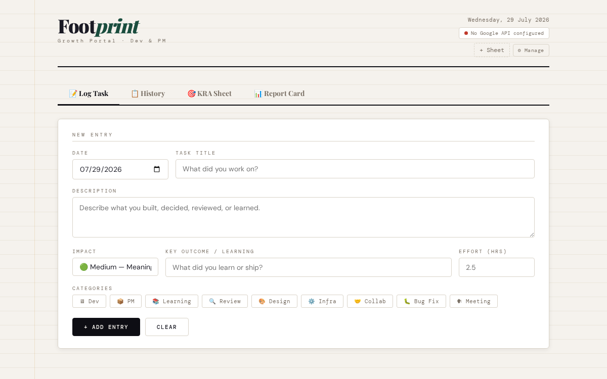 Screenshot of footprint