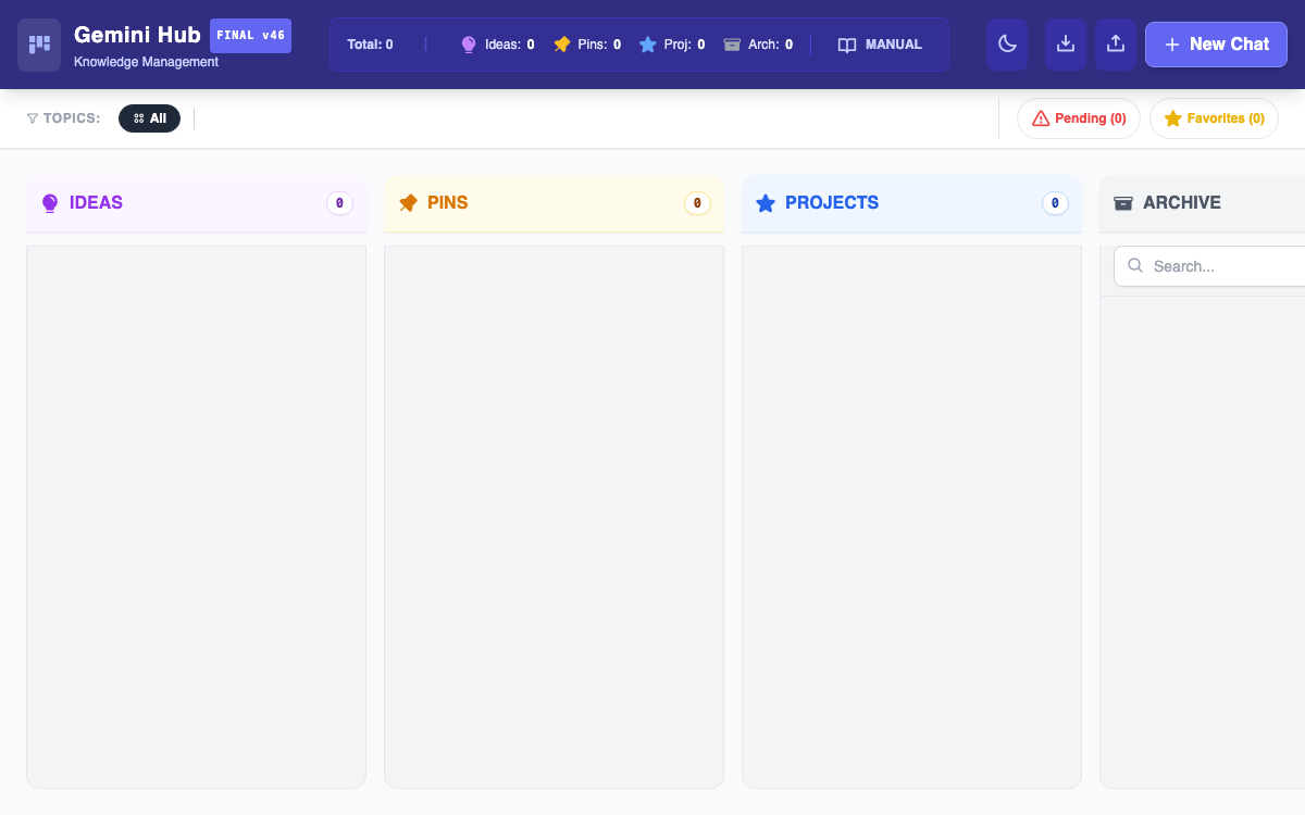 Screenshot of gemini-chat-organizer-hub