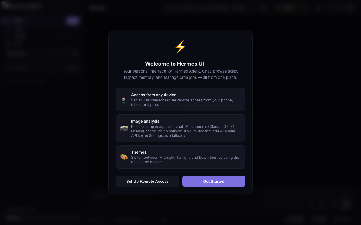 Screenshot of hermes-ui