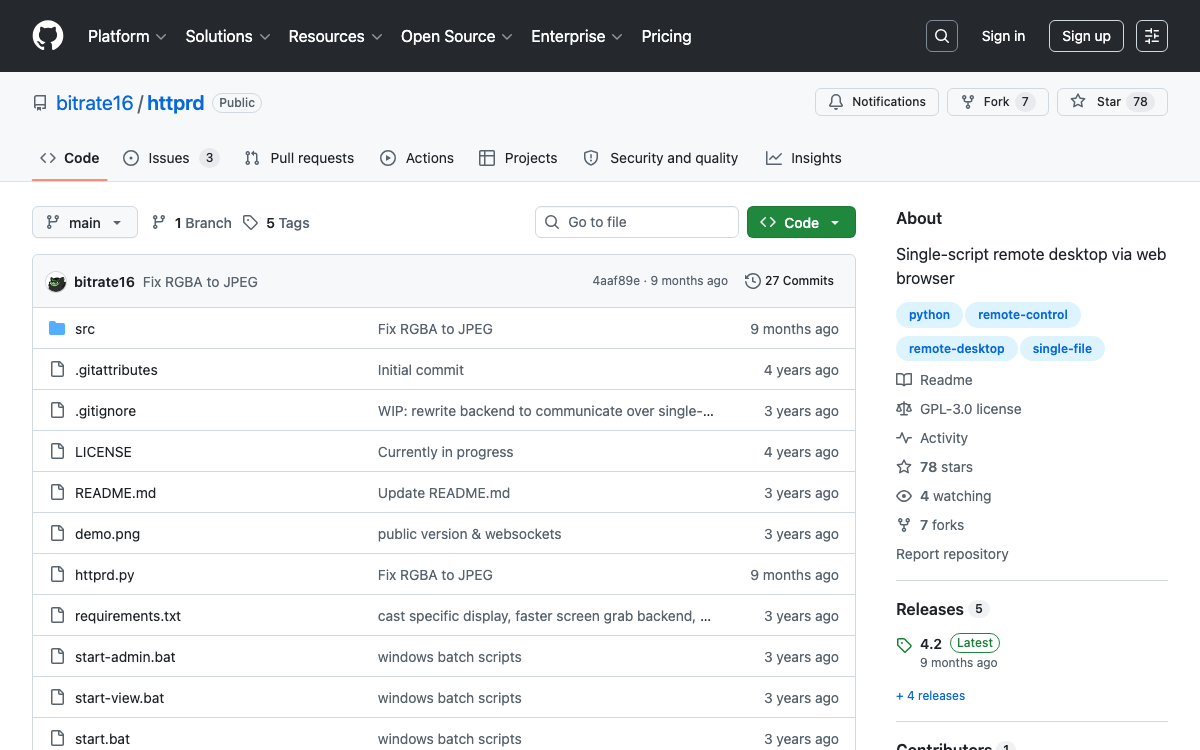Screenshot of httprd