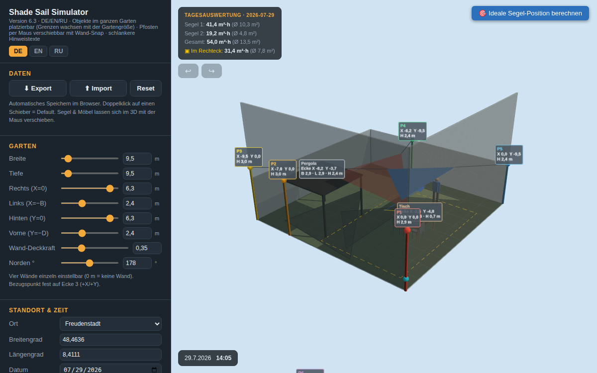 Screenshot of Shade Sail Simulator