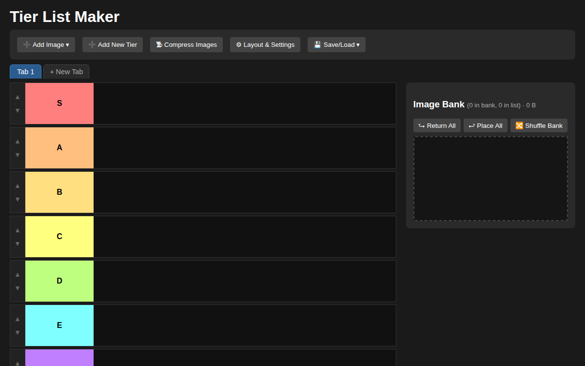 Screenshot of Tier List Maker